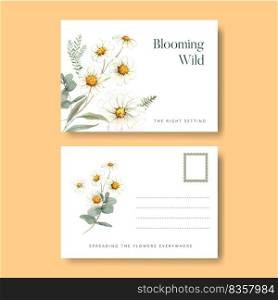 Postcard template with gorgeous flower moody concept,watercolor style 