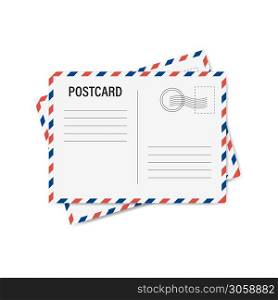 Postcard white paper blank mockup. Vector isolated illustration. Postcard mockup template. Stock vector. EPS 10