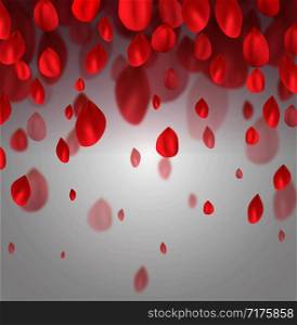 Postcard with falling red petals. Vector cover for invitations, banners and your design. Postcard with falling red petals.