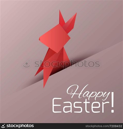 Postcard with origami paper rabbit with congratulation. Vector element for your design. Postcard with origami paper rabbit with congratulation. Vector e