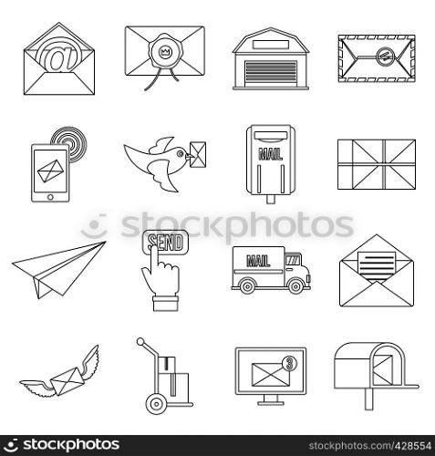 Poste service icons set. Flat illustration of 16 poste service vector icons for web. Poste service icons set, flat style