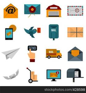 Poste service icons set in flat style isolated vector illustration. Poste service icons set in flat style
