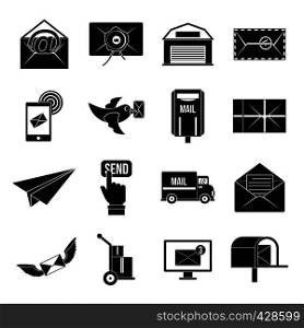 Poste service icons set. Simple illustration of 16 poste service vector icons for web. Poste service icons set, simple style
