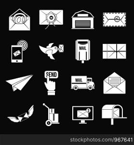 Poste service icons set vector white isolated on grey background . Poste service icons set grey vector