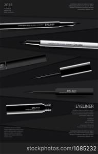 Poster Cosmetic Eyeliner with Packaging Vector Illustration