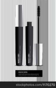 Poster Cosmetic Mascara with Packaging Vector Illustration