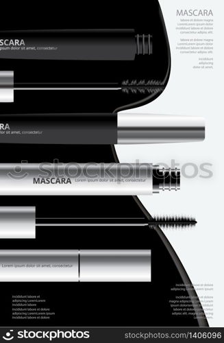 Poster Cosmetic Mascara with Packaging Vector Illustration