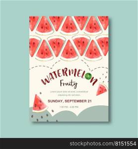 Poster design with Fruits-theme, creative watermelon vector illustration template