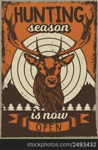 Poster design with illustration of a deer on vintage background.