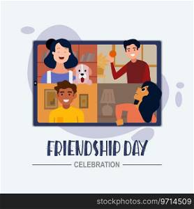 Poster friends celebrate friendship day on tab Vector Image
