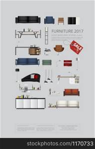 Poster Furniture Sale Vector Illustration
