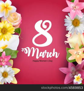 Poster International Happy Women&rsquo;s Day 8 March Floral Greeting card Vector Illustration EPS10. Poster International Happy Women&rsquo;s Day 8 March Floral Greeting card Vector Illustration