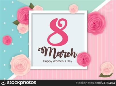 Poster International Happy Women s Day 8 March Floral Greeting card Vector Illustration EPS10. Poster International Happy Women s Day 8 March Floral Greeting card Vector Illustration