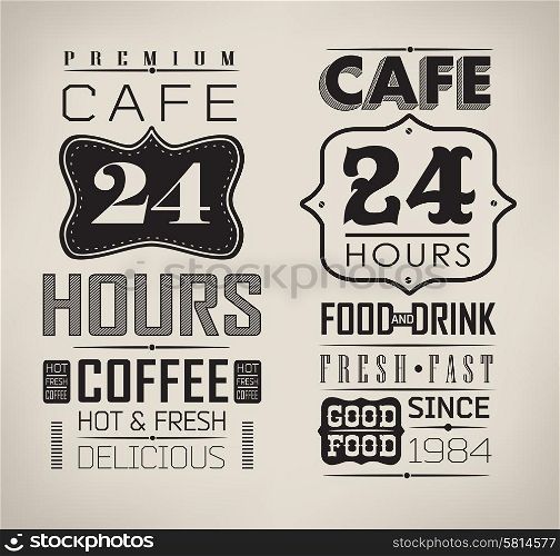 Poster lettering take coffee Set of typographic elements illustration. set of coffee labels