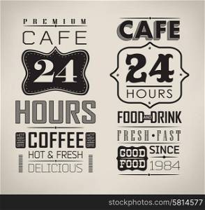 Poster lettering take coffee Set of typographic elements illustration. set of coffee labels