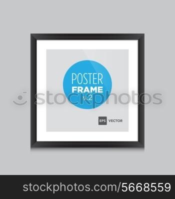 Poster mockup template with black square frame