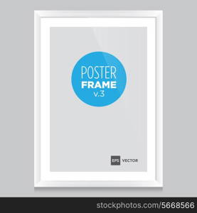 Poster mockup template with white frame