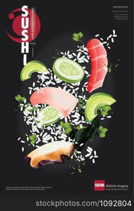 Poster of Sushi Restaurant Vector illustration