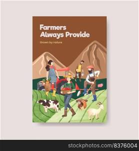 Poster template with national farmers day concept,watercolor style 