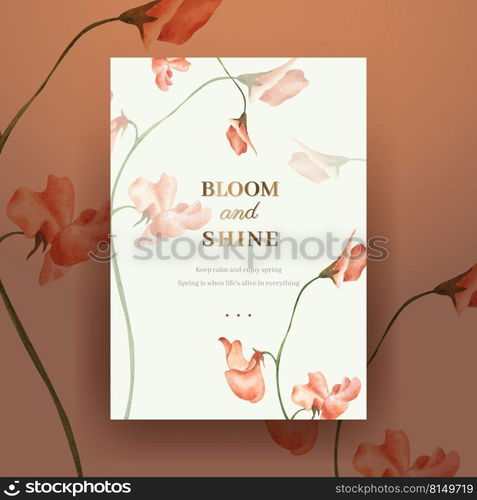 Poster template with spring bright concept design watercolor illustration 