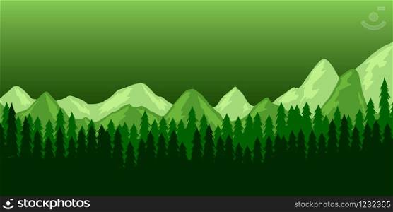 Poster template with wild mountains landscape. Vector illustration
