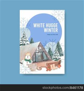 Poster template with winter hugge concept,watercolor style 