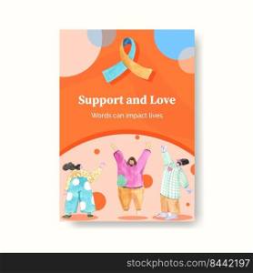Poster template with world down syndrome day concept design for advertise and marketing watercolor illustration 