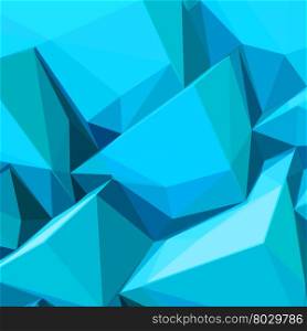 Poster with abstract blue ice cubes and posterized colors