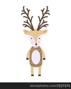poster with cartoon cute deer for kids and funny slogan in scandinavian style. Hand drawn graphic zoo.