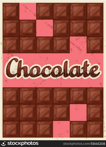 Poster with chocolate bar in retro style. Poster with chocolate bar in retro style.