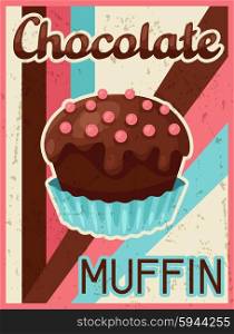 Poster with chocolate bar in retro style. Poster with chocolate bar in retro style.