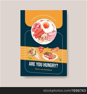Poster with world food day concept design for advertise and leaflet watercolor vector