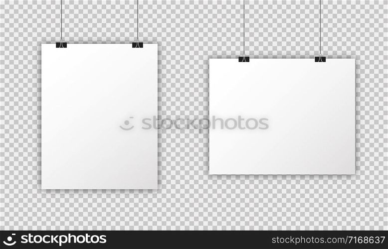 Posters mockup vector isolated templates vertical an horizontal. Realistic template. Billboard mockup white frame. Blank paper mockup vector design. Empty space. EPS 10