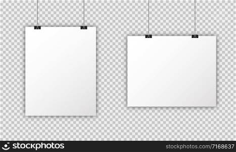 Posters mockup vector isolated templates vertical an horizontal. Realistic template. Billboard mockup white frame. Blank paper mockup vector design. Empty space. EPS 10