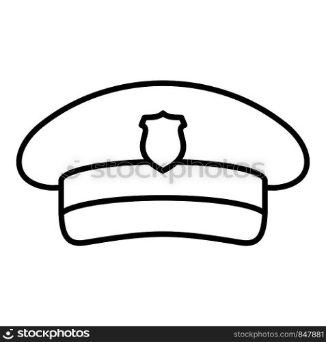 Postman cap icon. Outline postman cap vector icon for web design isolated on white background. Postman cap icon, outline style