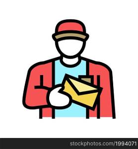 postman worker color icon vector. postman worker sign. isolated symbol illustration. postman worker color icon vector illustration