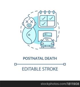 Postnatal death blue concept icon . Death of newborn abstract idea thin line illustration. Statutory maternity leave in case of neonatal loss. Vector isolated outline color drawing. Editable stroke. Postnatal death blue concept icon