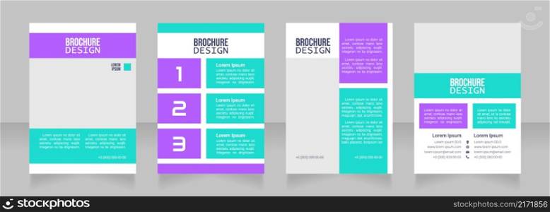 Postsecondary education blank brochure design. Template set with copy space for text. Premade corporate reports collection. Editable 4 paper pages. Bebas Neue, Lucida Console, Roboto Light fonts used. Postsecondary education blank brochure design