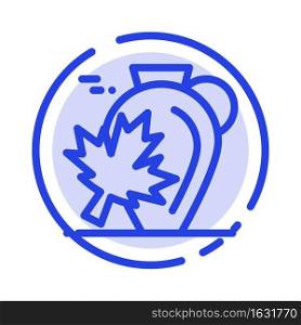 Pot, Autumn, Canada, Leaf, Maple Blue Dotted Line Line Icon