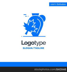 Pot, Autumn, Canada, Leaf, Maple Blue Solid Logo Template. Place for Tagline