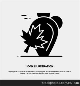 Pot, Autumn, Canada, Leaf, Maple solid Glyph Icon vector