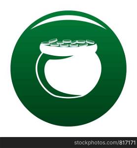 Pot coin icon. Simple illustration of pot coin vector icon for any design green. Pot coin icon vector green