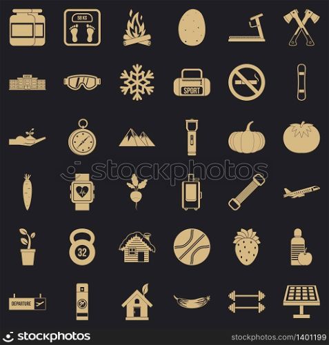 Pot icons set. Simple style of 36 pot vector icons for web for any design. Pot icons set, simple style