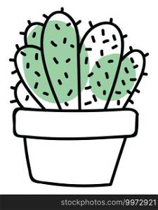 Pot of cactuses, illustration, vector on white background.