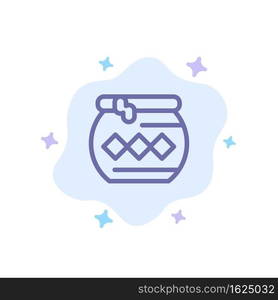 Pot, Sand, Water, Pongal, Festival Blue Icon on Abstract Cloud Background