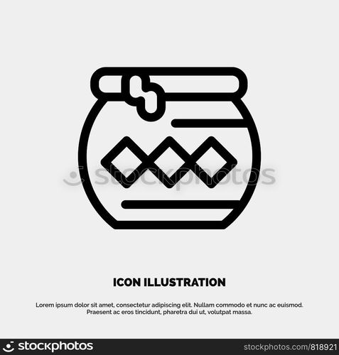 Pot, Sand, Water, Pongal, Festival Line Icon Vector