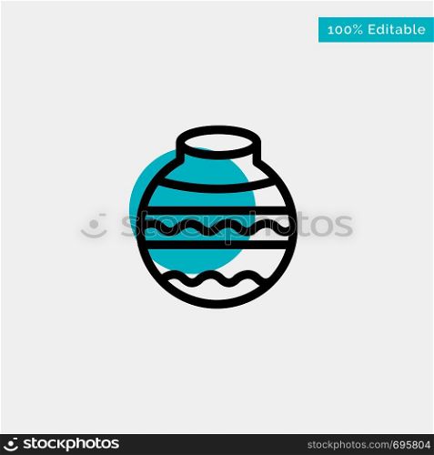 Pot, Sand, Water, Pongal, Festival turquoise highlight circle point Vector icon