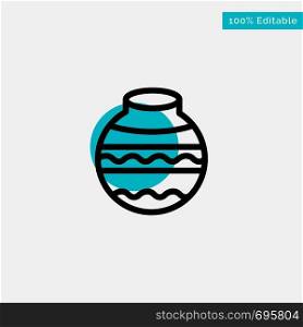 Pot, Sand, Water, Pongal, Festival turquoise highlight circle point Vector icon