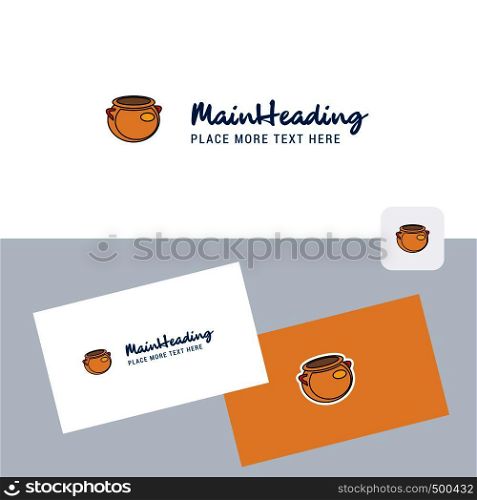 Pot vector logotype with business card template. Elegant corporate identity. - Vector