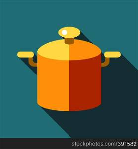 Pot with lid icon. Flat illustration of pot with lid vector icon for web. Pot with lid icon, flat style